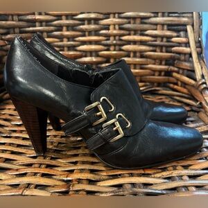 Nine West Black Heels with Gold Buckles